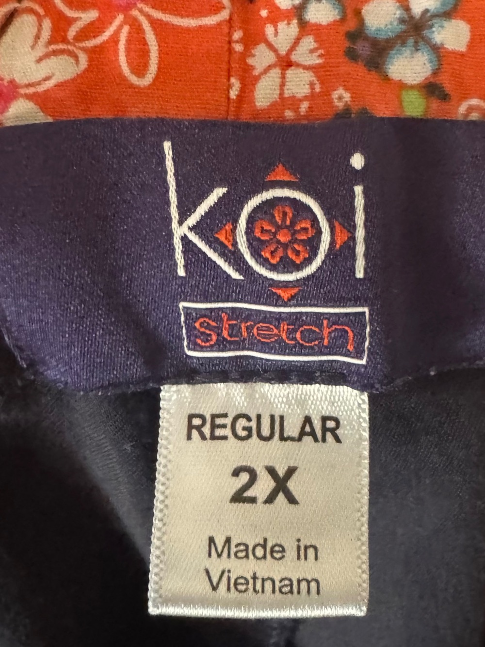 koi Navy Cargo Drawstring Scrub Jogger Pants with Orange Accents - Picture 2 of 16